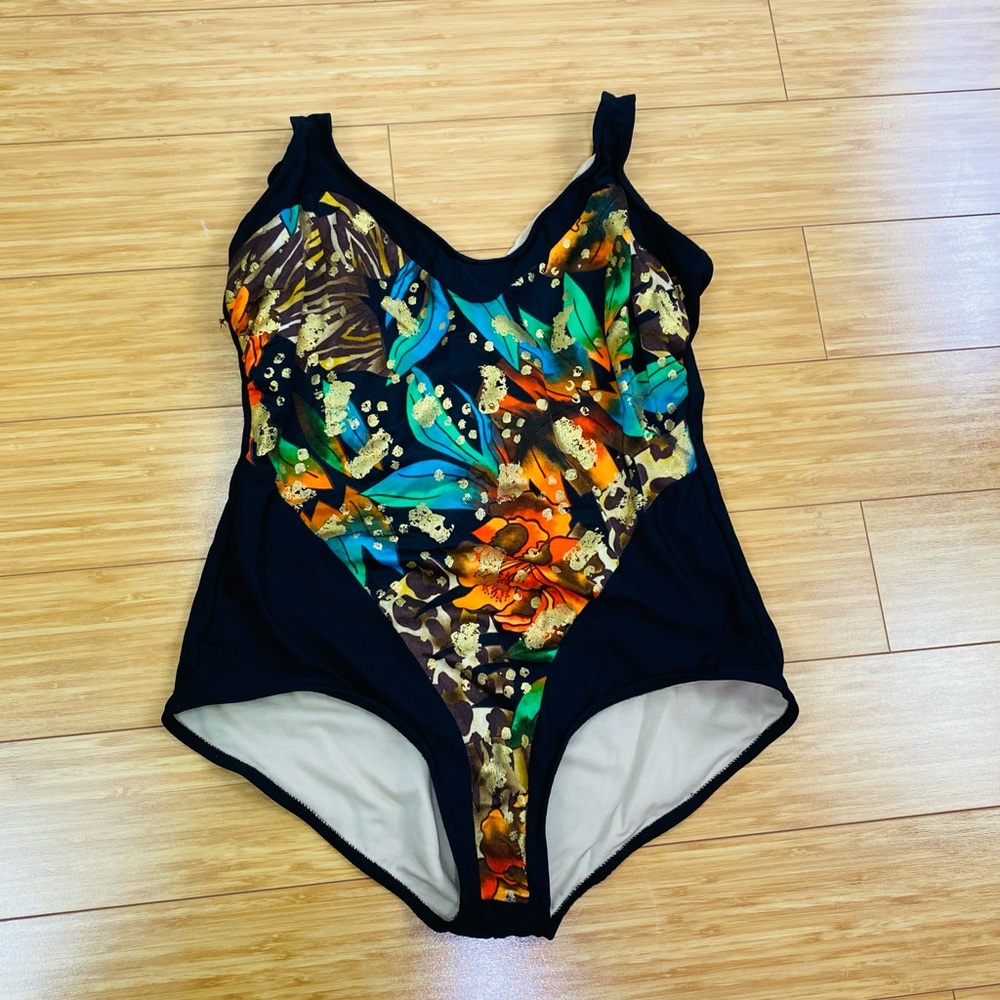 The Slimsuit Multicolor One Piece Swimsuit 8 Vintage 1980s 1990s Made In USA